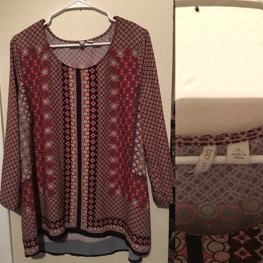 Patterned Three Quarter Length Blouse